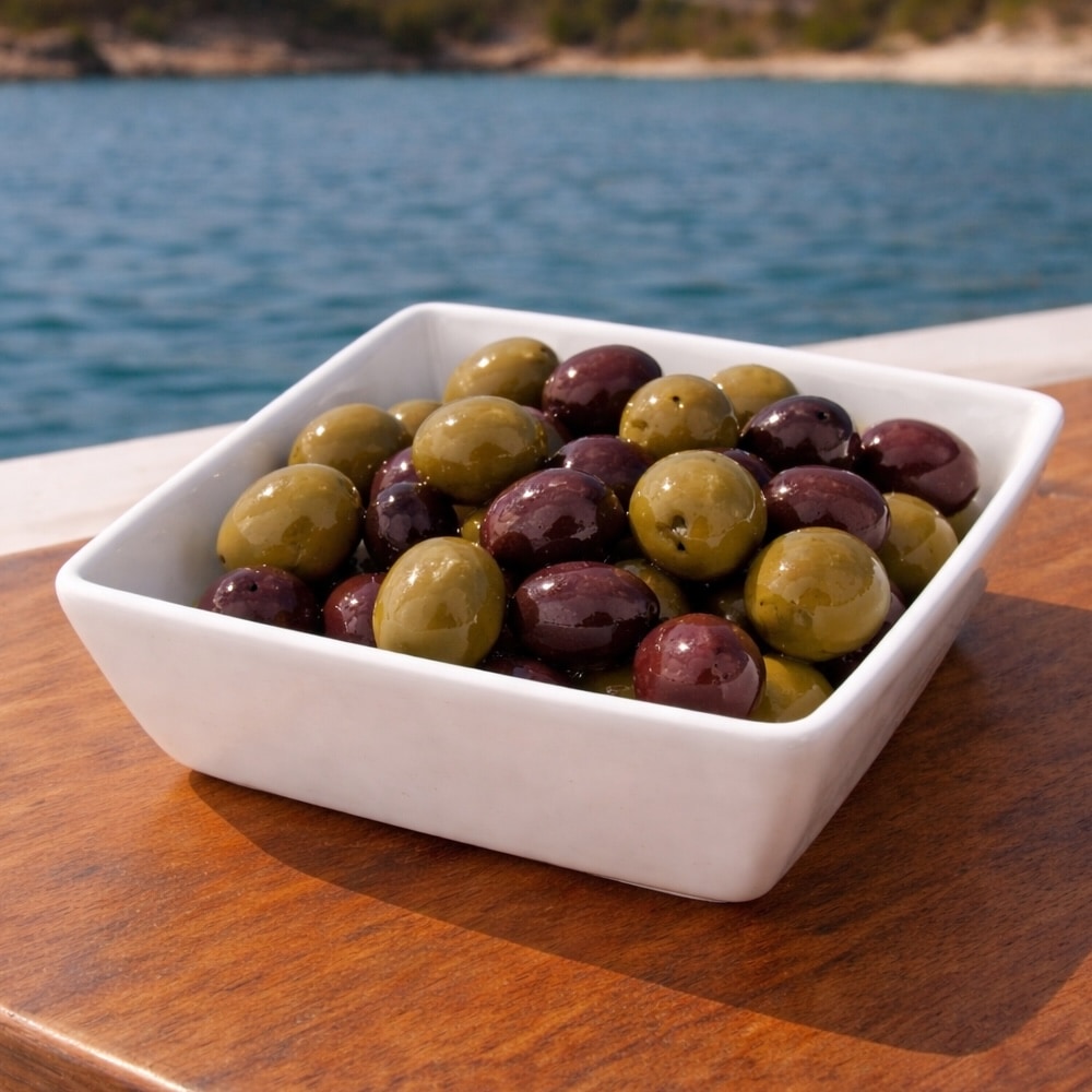 olive aperitivo tramonto gommone sardegna