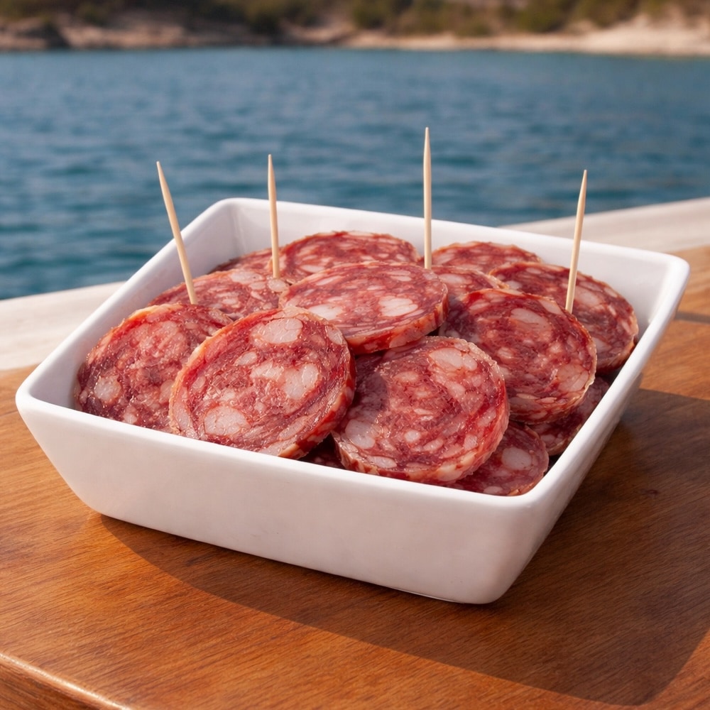 salsiccia sarda aperitivo tramonto gommone sardegna